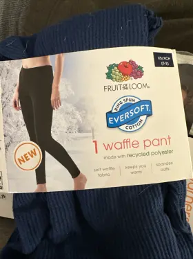 Fruit Of The Loom 196203041633 Blue Waffle Pant Eversoft Cotton Womens Sz Xs 0-2 Thermal