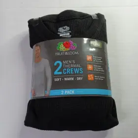 Fruit Of The Loom 196203049400 2 Pack Thermal Shirt Mens Size Xl Waffle Black Underwear