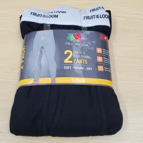 Fruit Of The Loom 196203049417 2 Pack Mens Thermal Pants Medium Black Sift Warm Dry