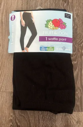Fruit Of The Loom 196203138579 Thermal Waffle Pants Super Soft Material Black Womens Xs 0-2