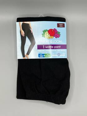 Fruit Of The Loom 196203138586 Womens S/ch Waffle Thermal Bottoms Pant Cold Black