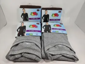 Fruit Of The Loom 196203138647 Lot 4 Womens Recycled Waffle Thermal Top Sizes S/ch 4-6