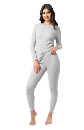 Fruit Of The Loom 196203138715 Womens Grey Medium 8-10 New Waffle Thermal Bottoms Pant