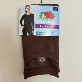 Fruit Of The Loom 196203138753 Womens Xs 0-2 Brown Super Soft Waffle Thermal Base Layer New