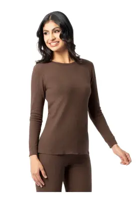 Fruit Of The Loom 196203138807 Womens Xxl 20 Waffle Crew Top Soft Thermal Wicking Brown