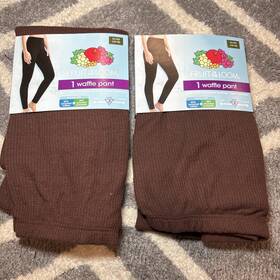 Fruit Of The Loom 196203138852 2 Women S Size Xl Waffle Thermal Bottoms Pant Brown