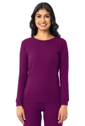 Fruit Of The Loom 196203197835 Women S Size Large 12-14 Waffle Crew Top Wicking Boysenberry