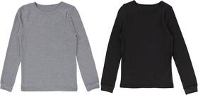 Fruit Of The Loom 21001 Girls Premium 2-pack Thermal 7-8 Black/heather Greystone