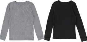 21001 Fruit Of The Loom Girls Premium 2-pack Thermal 7-8 Black/heather Greystone