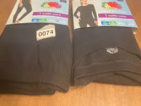 21423 Fruit Of The Loom Womens Xs 0-2 Waffle Thermal Set Black Shirt And Pants