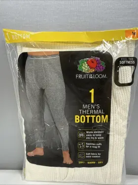 Fruit Of The Loom 761253078047 Mens White Thermal Pants Size Medium New Sealed