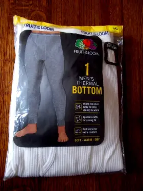 Fruit Of The Loom 761253078054 Natural Cream Thermal Waffle Bottom Pants Mens Large New