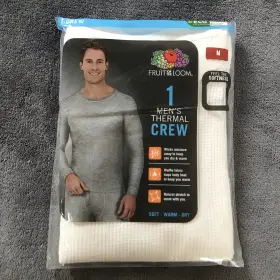 Fruit Of The Loom 761253154659 Mens White Waffle Baselayer Crew Thermal Top Sz M 38-40 Inch Nwt