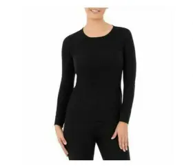 Fruit Of The Loom 761253154918 Womens Thermal Waffle Crew Size Xs Black Beyond Soft New
