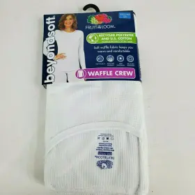 Fruit Of The Loom 761253155113 Womens Thermal Waffle Crew Size 3xl White Beyond Soft New