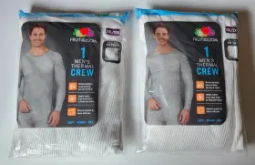 Fruit Of The Loom 761253155632 2 Mens 2xl Thermal Waffle Crew Neck Shirt Natural