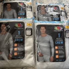 Fruit Of The Loom 761253155663 4x Thermal Crew Top Mens Sz Large