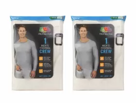 Fruit Of The Loom 761253155670 Thermal Crew Top Waffle Base Layer White Men S Large 2-pack