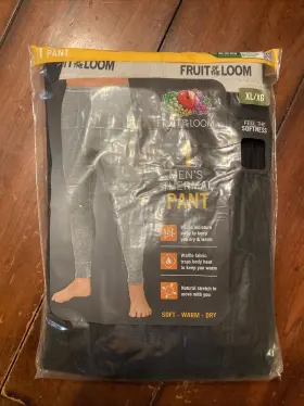 Fruit Of The Loom 761253156295 Thermal Pants Mens Size Xl Underwear Waffle Black 1 Pack Fotl