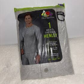 Fruit Of The Loom 761253156301 New Mens Size 2xl Light Heather Gray Thermal Henley Top 2018
