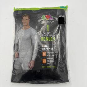 Fruit Of The Loom 761253156356 Mens Thermal Crew Neck Undershirt Layer Black Xl