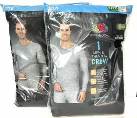 Fruit Of The Loom 761253156387 Thermal Top / Base Layer Long John Black Waffle Xl Two Tops