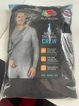 Fruit Of The Loom 761253156394 Thermal Top Shirt Base Layer Long John Black Waffle 2xl