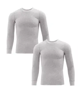 Fruit Of The Loom 761253156424 2-pack Men S Xl Thermal Crew Top Waffle Base Layer Heather