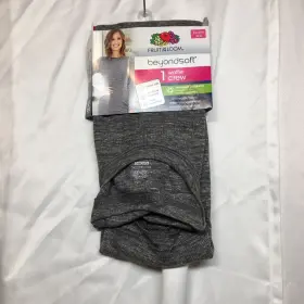 Fruit Of The Loom 761253226288 Beyond Soft Womans Waffle Crew Shirt - Nwt Xs 0/2 Gray