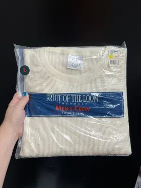 Fruit Of The Loom 761253294584 New Mens Thermal Crew Shirt Top Natural Size L/g