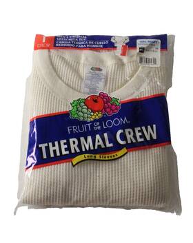 Fruit Of The Loom 761253294621 Mens Natural Longsleeves Thermal Crew Knit Shirt 3xl