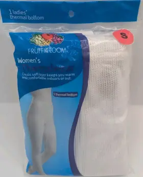 Fruit Of The Loom 761253451550 Womens Thermalwear Pant Bottoms Size Small White Base Layer