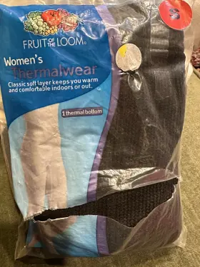 Fruit Of The Loom 761253529778 Womens Thermal Waffle Pant Bottom Sz S Black Nip