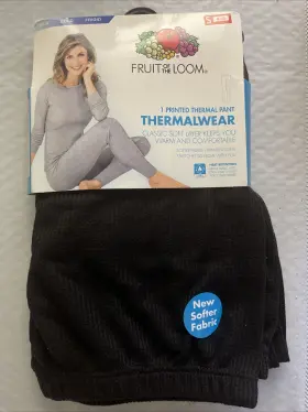 Fruit Of The Loom 761253834636 New Womens Waffle Thermal Pant Black S Small 4 / 6