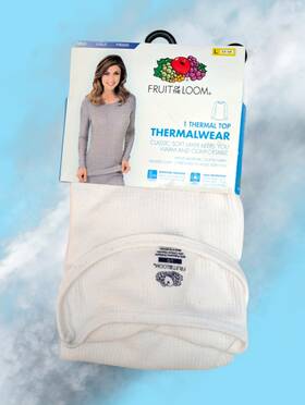 Fruit Of The Loom 761253834704 Thermal Shirt Top White Moisture Wicking Womens Large 12-14