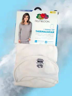 Fruit Of The Loom 761253834704 Thermal Shirt Top White Moisture Wicking Womens Large 12-14