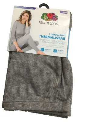 Fruit Of The Loom 761253834872 Womens Ever Soft Waffle Thermal Bottoms Grey Size 2xl