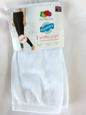 Flll22b3 Fruit Of The Loom Womens Waffle Pants Size Xxl 20 Thermal White Bottom Nip