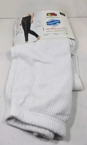 Flll22wb Fruit Of The Loom Womens Eversoft Waffle Thermal Pant White Size Xs/xch New
