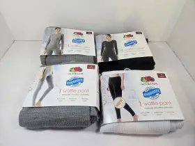 Flll51bt Fruit Of The Loom Womens Thermal 2 Top And Pant Gray Black White Size M