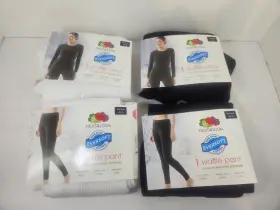 Flll51wt Fruit Of The Loom Womens Cotton Thermal 2 Top And Pant Black White Size Xs