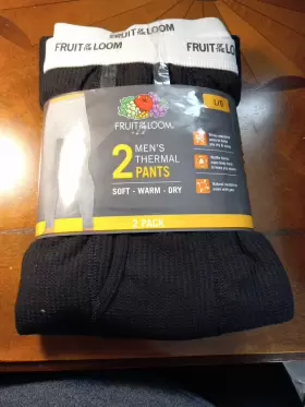 Flmm22w5 Fruit Of The Loom 2 Pack Thermal Pants Mens Size Large Underwear Waffle Black
