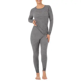 Wrt20960 Fruit Of The Loom Wrt20959/wrt20960 Womens Micro Waffle Premium Thermal Set Smoke Heather Large