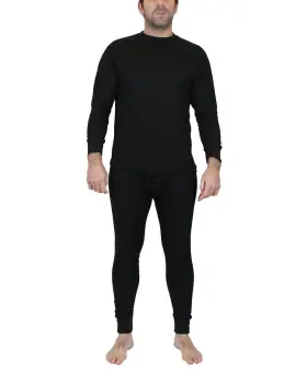 Galaxy By Harvic 786935183383 Mens Thermal 2 Piece Shirt Pants Set Medium Black