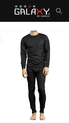 Galaxy By Harvic 786935486125 Mens 2 Piece Lightweight Thermal Set Top And Bottom Black Sz Xl