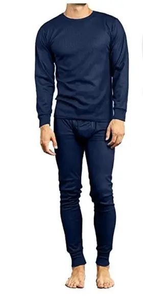 Galaxy By Harvic 786935486231 Mens 2 Piece Lightweight Thermal Set Top And Bottom Navy Sz L