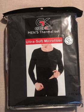 Geko B1321 Mens Thermal Set Ultra-soft Microfiber 2 Piece Xl Black