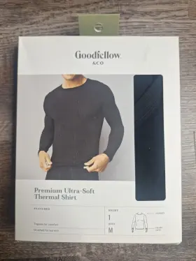 Goodfellow 196761571375 Mens Premium Ultra Soft Thermal Top Tagless Size M 38-40 Black