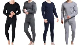 Goyoma 725560000368 Men Winter Fleece Lined 100% Cotton Thermal Long Johns Top Bottom Underwear S