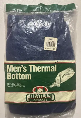 Greatland 043935578572 Apparel Mens S Xl Blue Thermal Bottom Cotton Poly Vintage Target Nos